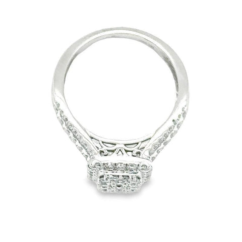 1.00TDW Diamond Engagement Ring in 10K White Gold with Emerald Face