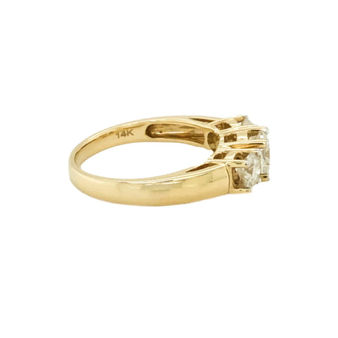 14K Yellow Gold 1.50TDW Three Diamond Past Present and Future Ring