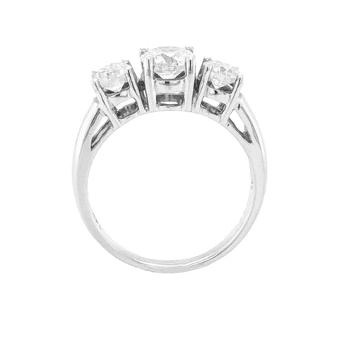 14K White Gold 1.50TDW Three Diamond Past Present and Future Ring