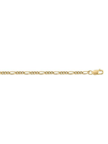 10K Yellow Gold Figaro Link 2.2 mm Light Gold Plated Italian Chain
