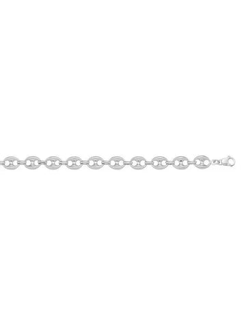 10, 14, 18 Karat White Gold Hollow Puffed Anchor 5.0 mm Italian Bracelet