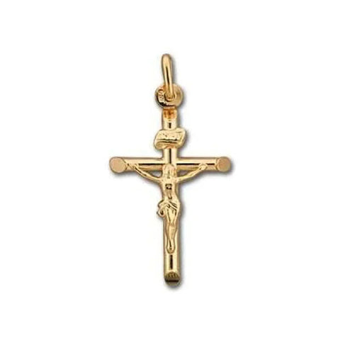 10K, 14K, 18K Yellow Gold Religious Italian Cross with Crucifix
