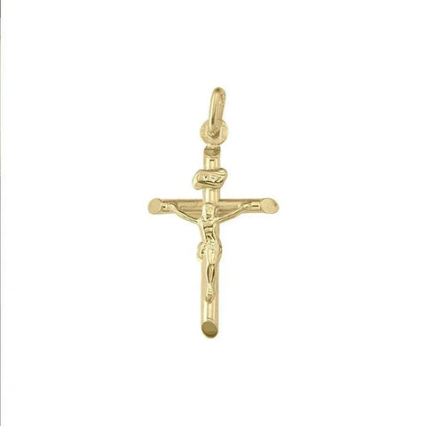 10K, 14K, 18K Yellow Gold Religious Italian Cross with Crucifix
