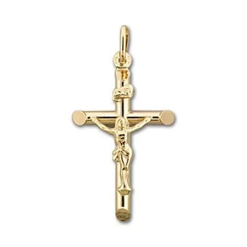 10K, 14K, 18K Yellow Gold Religious Italian Cross With Crucifix