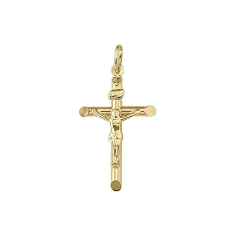 10K, 14K, 18K Yellow Gold Religious Italian Cross With Crucifix