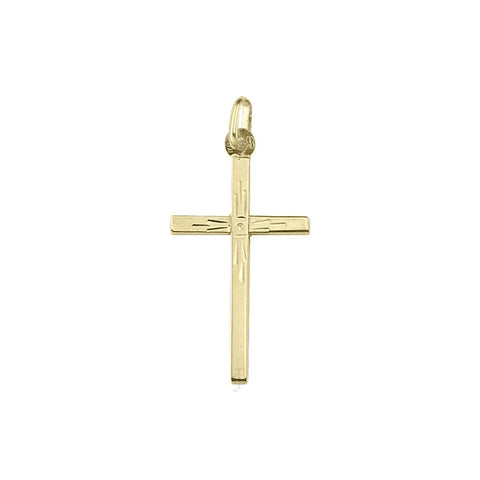 10, 14, 18 Karat Yellow Gold Flat Italian Modern Cross Pendant