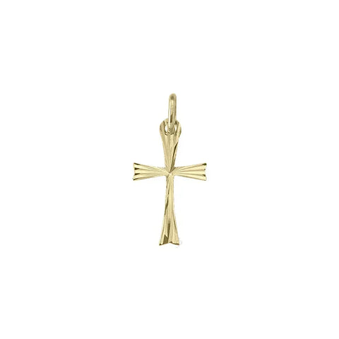 14, 18 Karat Yellow Gold Flat Religious Classic Italian Cross Pendant