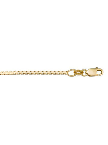 10K, 14K, 18K Yellow Gold Solid Box Link 1.5 mm Italian Chain
