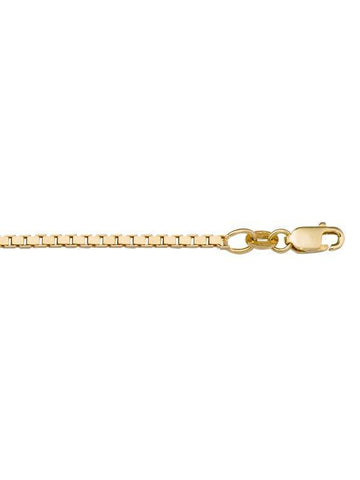 10K, 14K, 18K Yellow Gold Solid Box Link 1.7 mm Italian Chain