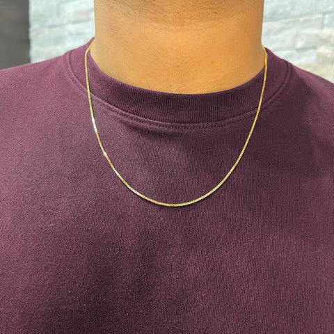 10K, 14K, 18K Yellow Gold Solid Box Link 1.9 mm Italian Chain