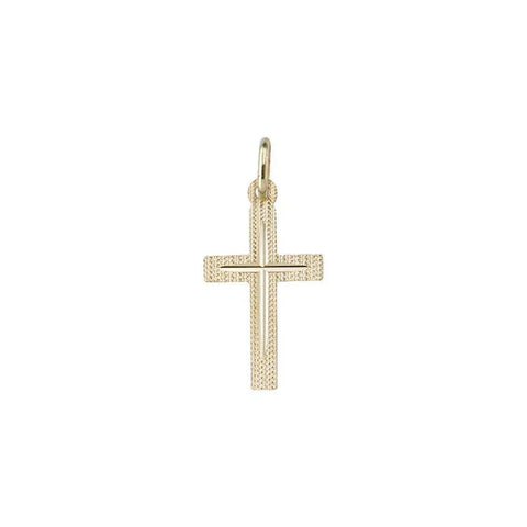 14 Karat Yellow Gold Religious Italian Cross in Cross Pendant