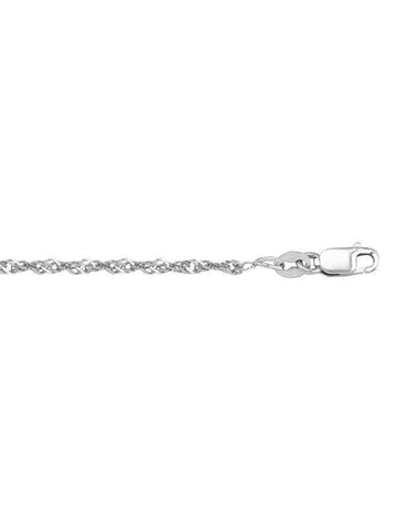 10K, 14K, 18K White Gold 1.7 mm Singapore Italian Chain