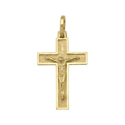 10K, 14K, 18K Yellow Gold Religious Italian Cross with Crucifix