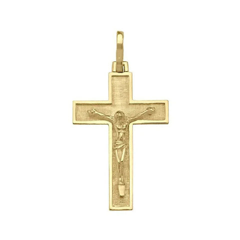 10K, 14K, 18K Yellow Gold Religious Italian Cross with Crucifix