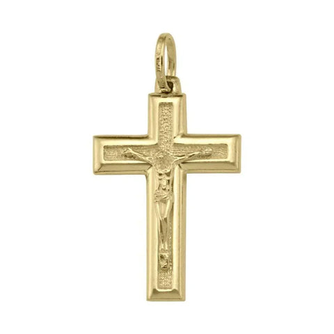 10K, 14K, 18K Yellow Gold Religious Italian Cross with Crucifix