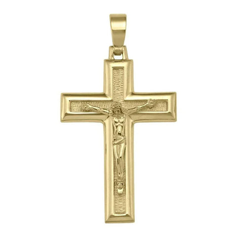 10K, 14K, 18K Yellow Gold Religious Italian Cross with Crucifix