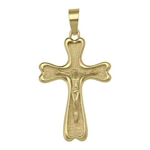 10K, 14K, 18K Yellow Gold Solid Religious Italian Cross with Crucifix