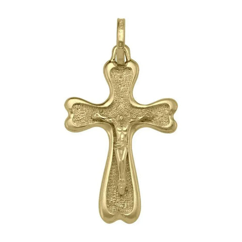 10K, 14K, 18K Yellow Gold Solid Religious Italian Cross with Crucifix