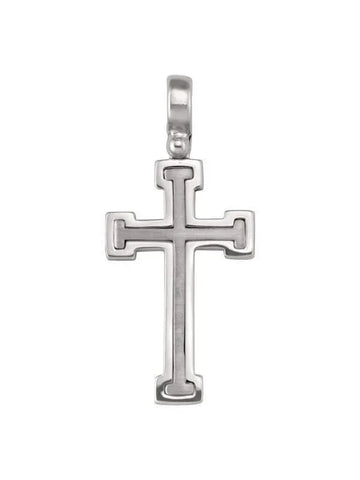 14K, 18K White Gold Fancy Religious Italian Cross