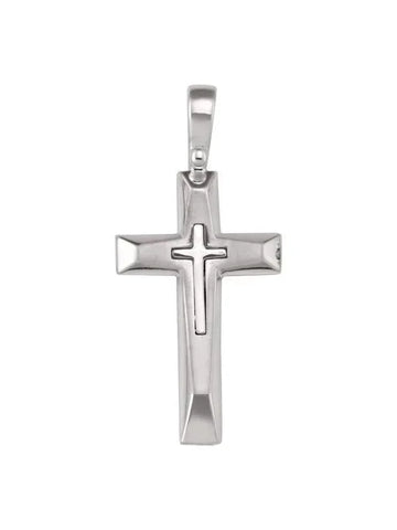 14K, 18K White Gold Fancy Religious Italian Cross