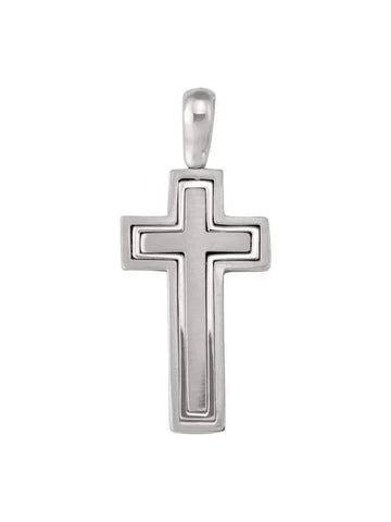 14K, 18K White Gold Modern Religious Italian Cross