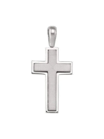 14, 18 Karat White Gold Modern Religious Italian Cross