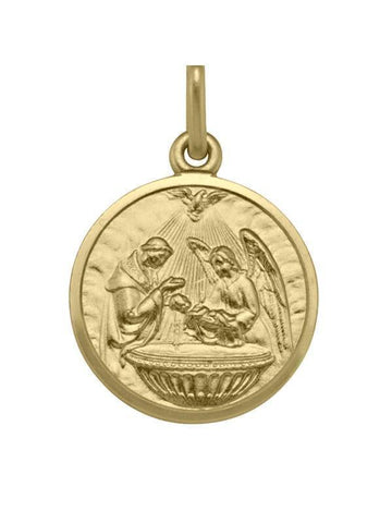 10, 14, 18 Karat Yellow Gold Solid Baptism Medalion