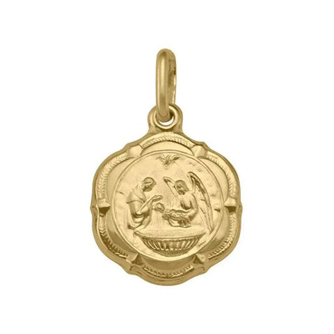 10, 14, 18 Karat Yellow Gold Hollow Baptism Medalion