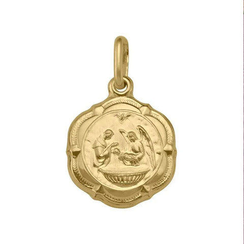 10, 14, 18 Karat Yellow Gold Hollow Baptism Medalion