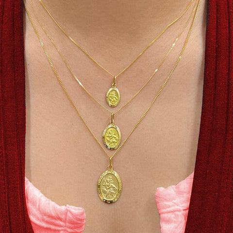 10, 14, 18 Karat Yellow Gold Solid Saint Christopher Medallion