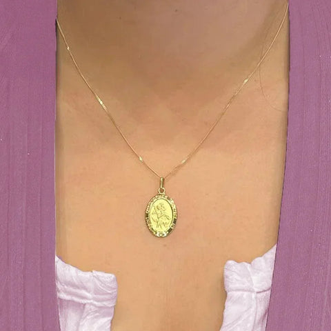 10, 14, 18 Karat Yellow Gold Solid Saint Christopher Medallion