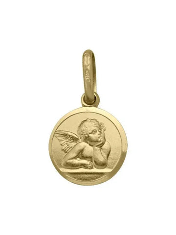 10, 14, 18 Karat Yellow Gold Solid Angel Medallion