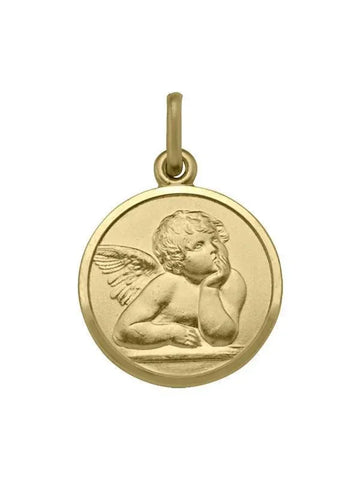 10, 14, 18 Karat Yellow Gold Solid Angel Medallion