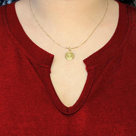 10, 14, 18 Karat Yellow Gold Very Small Solid Madonna Medalion.