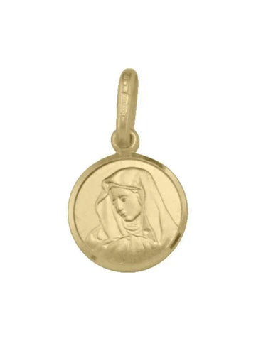 10, 14, 18 Karat Yellow Gold Very Small Solid Madonna Medalion.