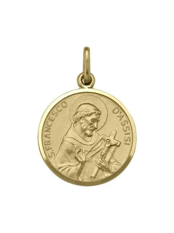 18 Karat Yellow Gold Solid St. Francis Medalion