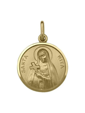 18 Karat Yellow Gold Solid St. Rita Medalion