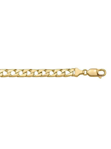 10, 14, 18 Karat Yellow Gold Square Link Curb 5.4 mm Italian Bracelet