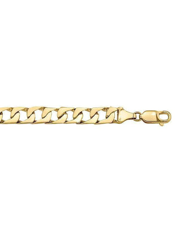 10, 14, 18 Karat Yellow Gold Solid Square Link Curb 7.0 mm Italian Bracelet