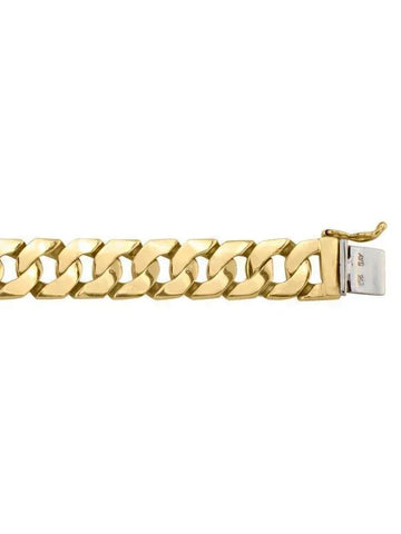 10, 14, 18 Karat Yellow Gold Solid Curb Link 11.5 mm Italian Bracelet