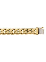10, 14, 18 Karat Solid Yellow Gold Beveled Edges 9.3 mm Bracelet