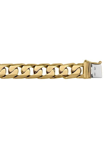 10, 14, 18 Karat Yellow Gold Square Beveled Link 11.0 mm Bracelet