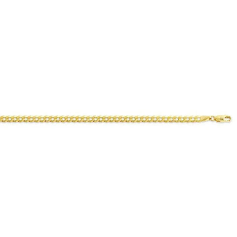 10, 14, 18 Karat Yellow Gold Open Link Curb 3.0 mm Italian Bracelet