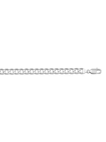 10, 14, 18 Karat White Gold Solid Open Link Curb 5.8 mm Italian Bracelet