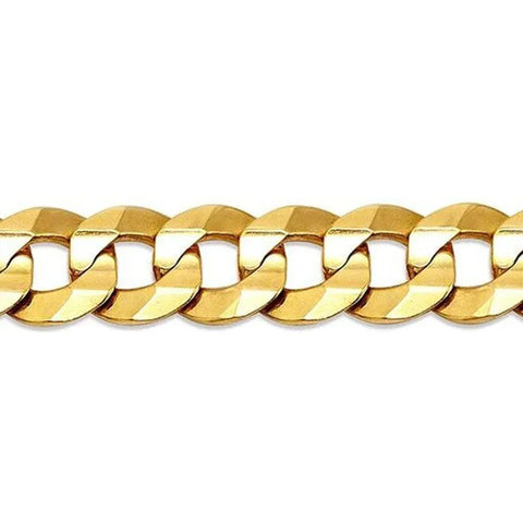 10K, 14K, 18K Yellow Gold Solid Open Link Curb 7.3 mm Italian Bracelet