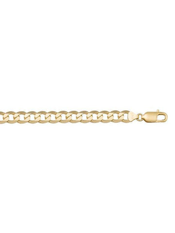 10K, 14K, 18K Yellow Gold Solid Open Link Curb 7.3 mm Italian Chain