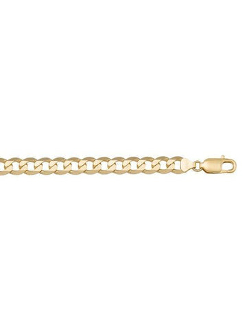 10K, 14K, 18K Yellow Gold Solid Open Link Curb 7.3 mm Italian Bracelet