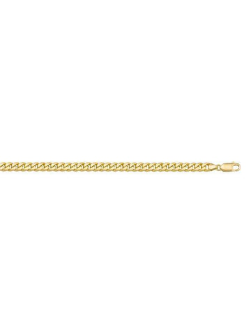 10, 14, 18 Karat Yellow Gold Flat Beveled Link Curb 3.3 mm Italian Bracelet