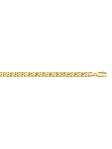10K, 14K, 18K Yellow Gold Solid Flat Beveled Link Curb 4.0 mm Italian Chain