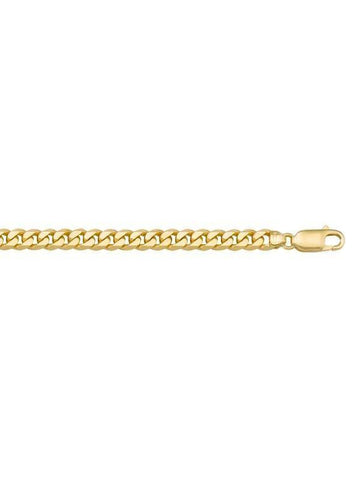 10K, 14K, 18K Yellow Gold Solid Flat Beveled Link Curb 5.4 mm Italian Bracelet